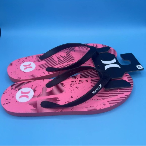HURLEY Men SZ 10&12 Flip Flops Sandals Shoes Tropical Palm Tree Rubber Thongs - Picture 2 of 8